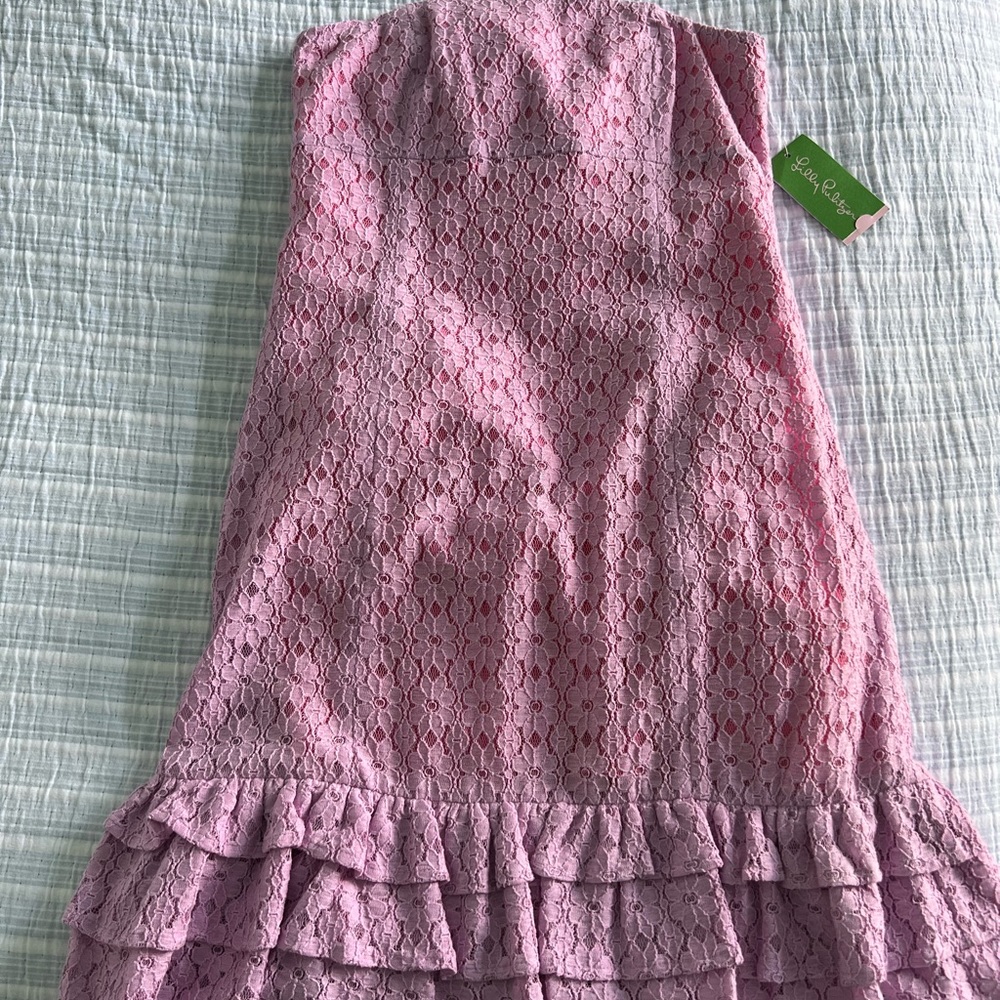 Brand new Lilly Pulitzer Franco Dress, pink hyacinth petal pusher lace